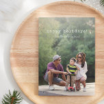 Custom Photo Simple Minimalist Overlay Christmas Holiday Card<br><div class="desc">Send warm wishes this season with a beautifully simple holiday card that puts your photo front and center. Featuring clean white script overlay and a soft, nature-inspired background, this minimalist design is perfect for modern families who love heartfelt, uncluttered holiday greetings. Great for outdoor lifestyle portraits, casual family photos, or...</div>