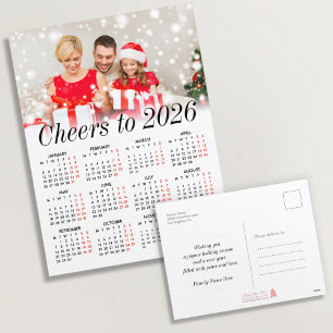 Custom Photo Simple Modern Calendar 2026 Family Holiday Postcard