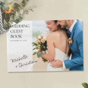 Custom Photo Simple Modern Wedding Guest Book