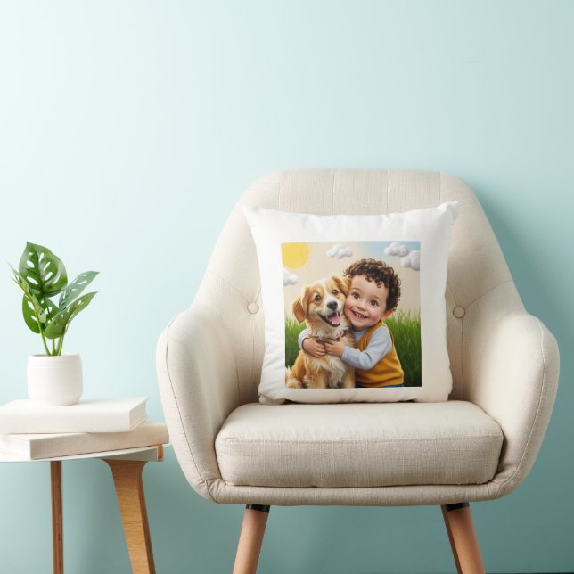 Custom Photo Simple Personalised Dog Child Cushion (Chair)