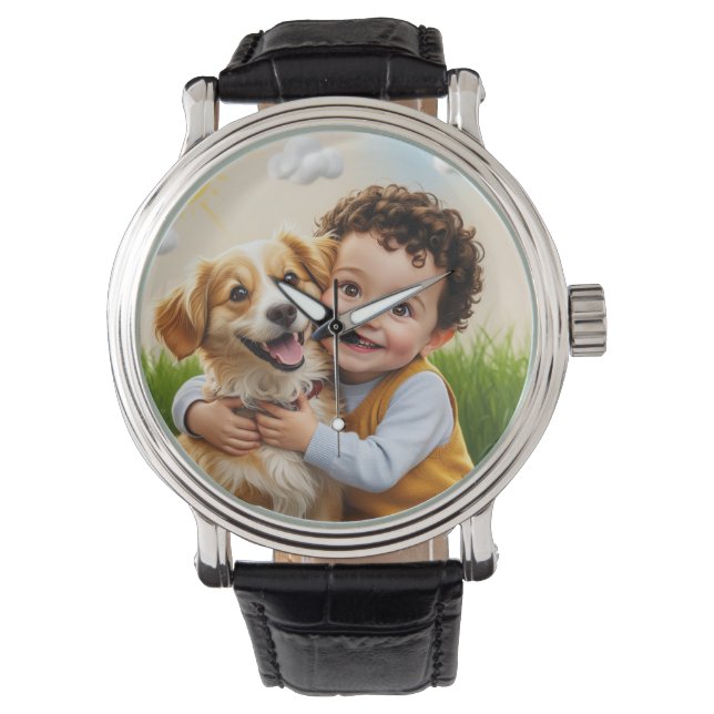 Custom Photo Simple Personalised Dog Child Watch (Front)