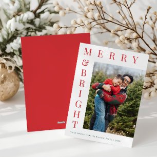 custom photo simple text red holiday card