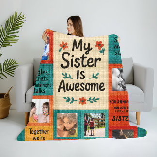 Custom Photo Sister Blanket Personalizable