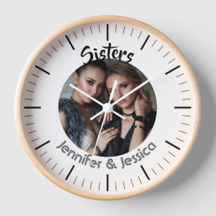 Custom photo sisters best friends bff sisterhood  clock