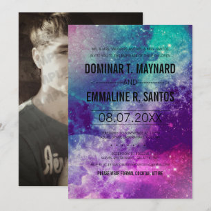 Custom Photo Smokey Galaxy Wedding Invitation