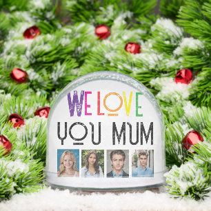 Custom Photo Snow Globe for Mum – Rainbow Text