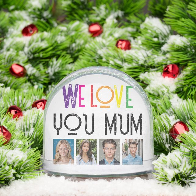 Custom Photo Snow Globe for Mum – Rainbow Text (Christmas)
