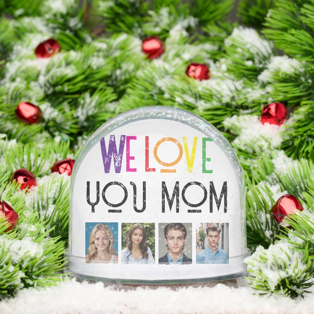 Custom Photo Snow Globe for Mum – Rainbow Text (Christmas)