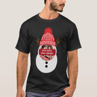 Custom Photo Snowman Christmas T-Shirt