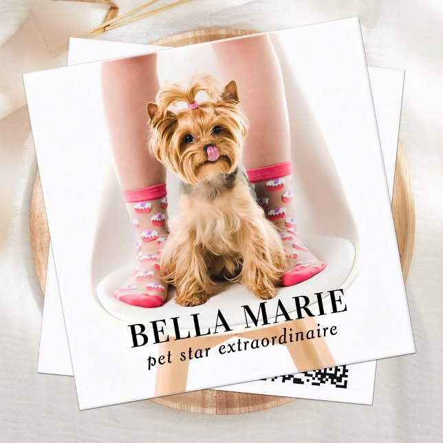 Custom Photo Social Media Modern Pet Influencer Square Business Card (Creator Uploaded)