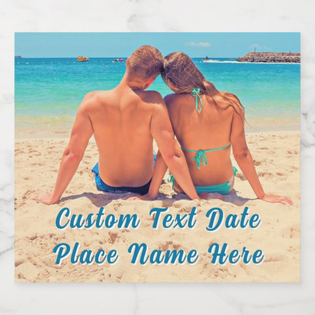 Custom Photo Sparkling Wine Label Personalise Text (Single Label)