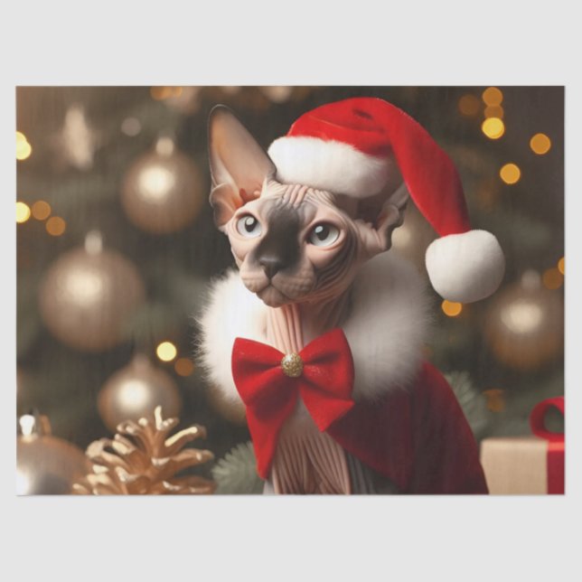 Custom Photo Sphynx Cat Christmas Gift Wrapping Tissue Paper (Front)