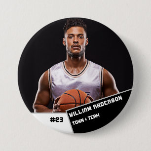 Custom photo sports button / pin basketball player