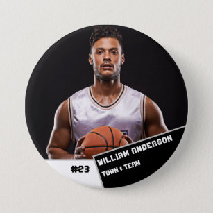 Custom photo sports button / pin basketball player