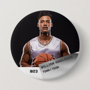 Custom photo sports button / pin basketball player