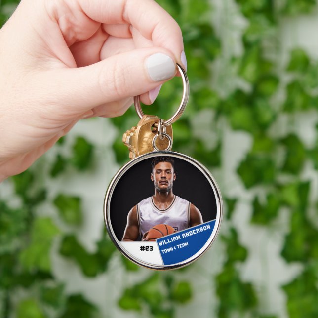 Custom photo sports button / pin basketball player key ring (Hand)