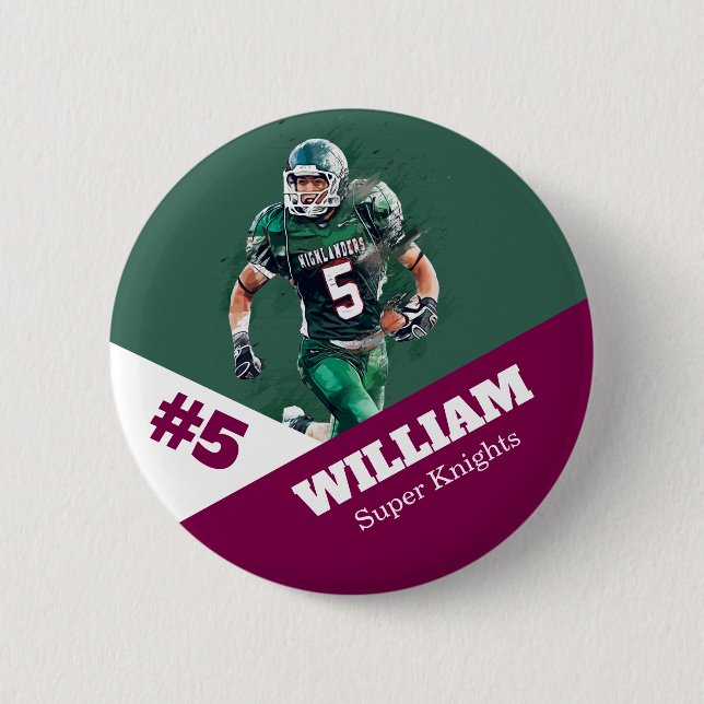 Custom photo sports button / pin football (Front)