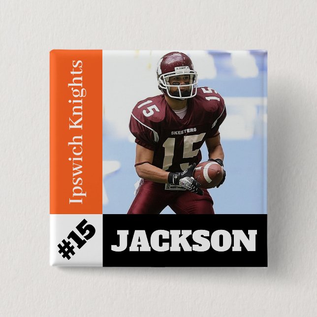 Custom photo sports button / pin football (Front)