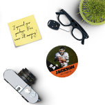 Custom photo sports button / pin football<br><div class="desc">Support your child's athletic endeavours with this custom sports pin. Great for senior nights! Available in a variety of sizes. Lots of options to customise.</div>