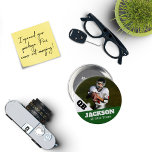 Custom photo sports button / pin football<br><div class="desc">Support your child's athletic endeavours with this custom sports pin. Great for senior nights! Available in a variety of sizes. Lots of options to customise.</div>