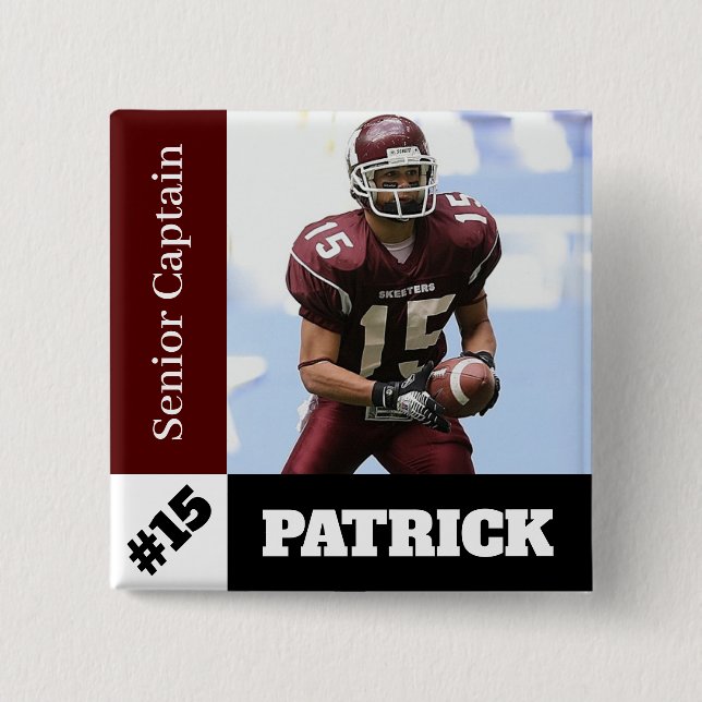 Custom photo sports button / pin football (Front)