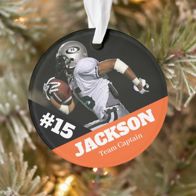Custom photo sports keepsake ornament football (Tree)