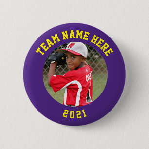 Custom Photo Sports pin / button with team name