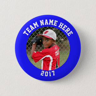 Custom Photo Sports pin / button with team name
