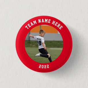 Custom Photo Sports pin / button with team name