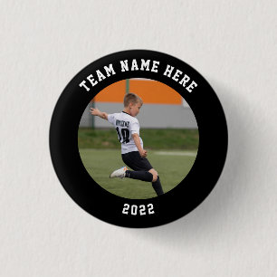 Custom Photo Sports pin / button with team name