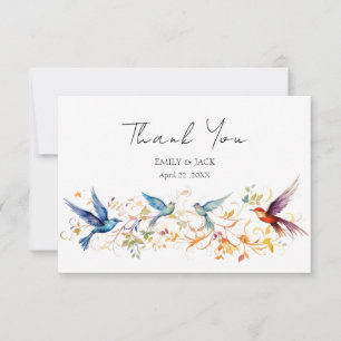 Custom Photo Spring Bird Wedding Thank You Card