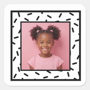 Custom Photo Sprinkle Frame Birthday Party Favours Square Sticker