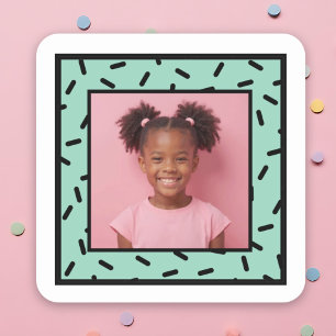 Custom Photo Sprinkle Frame Birthday Party Favours Square Sticker