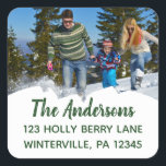 Custom Photo Square Return Address Labels<br><div class="desc">Add a personalised touch to your Christmas card mailing with these custom return address labels. They feature your own photo,  and your name and address in festive green lettering.</div>