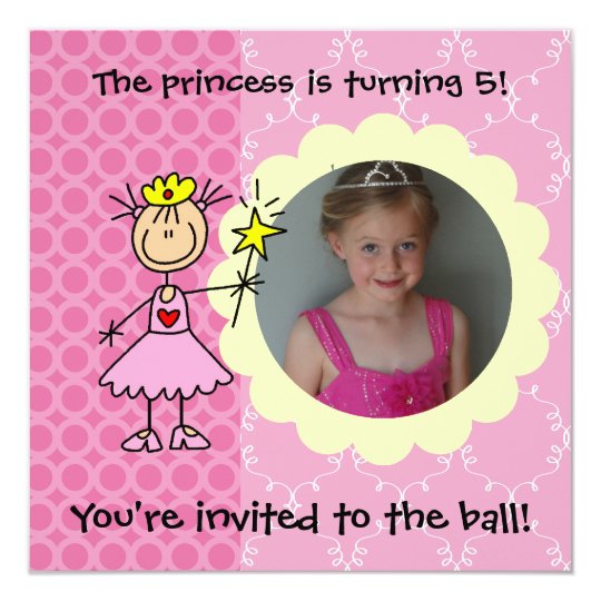 Custom Photo Stick Figure Princess Invitation