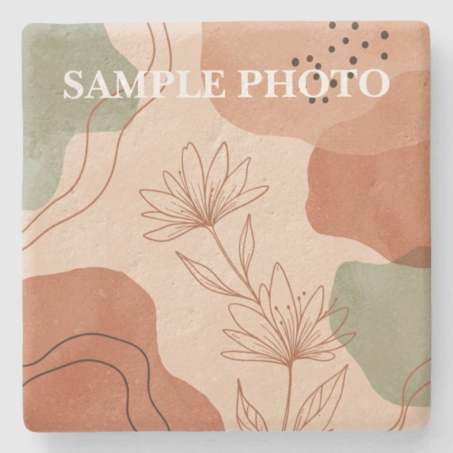Custom Photo Stone Coaster – Boho Style (Front)