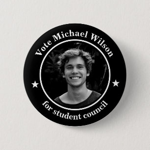 Custom Photo Student Union Election Black Button