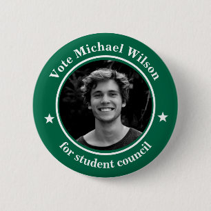 Custom Photo Student Union Election Dark Green 6 Cm Round Badge
