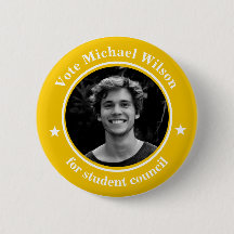 Custom Photo Student Union Election Yellow Button