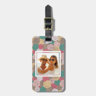 Custom Photo Stylish floral pattern. Bright floral Luggage Tag