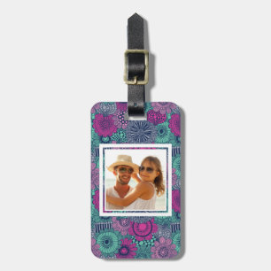 Custom Photo Stylish Floral Pattern Luggage Tag