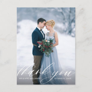 custom photo stylish script wedding thank you postcard