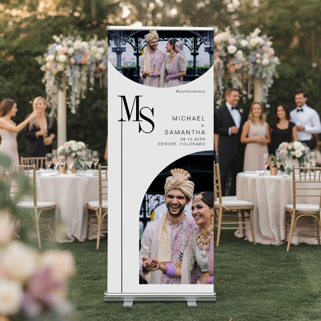 Custom Photo Stylish Wedding Welcome Retractable Banner (Creator Uploaded)