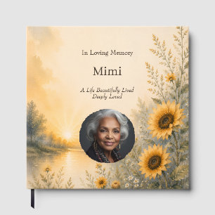 Custom Photo Sunflower Memorial Guest Book