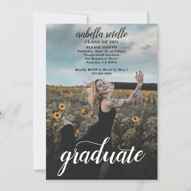 Custom Photo Sunflowers Floral Graduation Party In Invitation (Front)