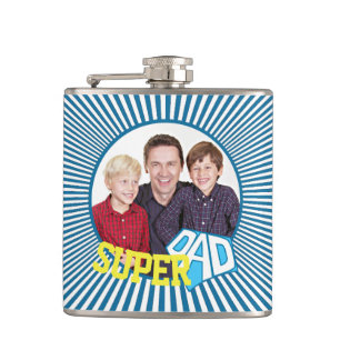 Custom Photo Super Dad Comic Book Hip Flask