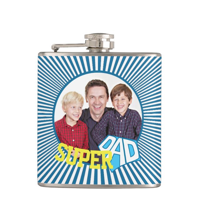 Custom Photo Super Dad Comic Book Hip Flask (Front)