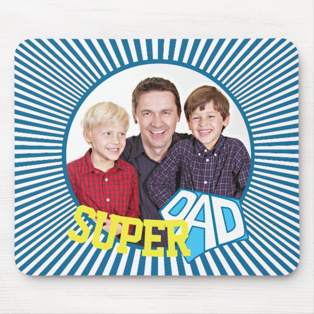 Custom Photo Super Dad Comic Book Mouse Mat (Front)