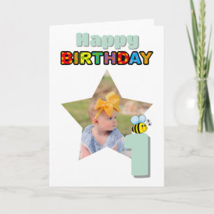 Custom Photo Sweet to Bee One 1st Birthday Card