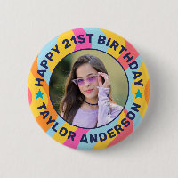 Custom Photo Swirl Pattern Groovy Happy Birthday